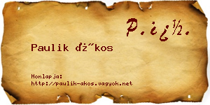Paulik Ákos névjegykártya